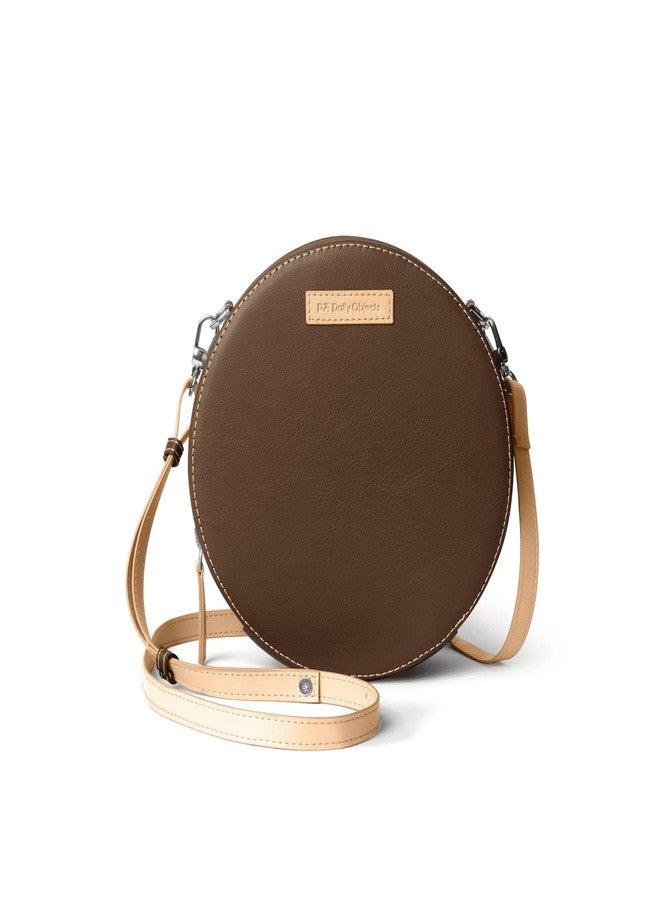 DailyObjects Printed Orbis Round Sling Crossbody Bag For Women| Stylish Walnut Brown Print Vegan Leather Purse With Slip Pocket Inside| Zip Closure & Adjustable Strap| Storage Space For Essentials - Image 1